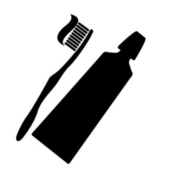 Toothbrush and toothpaste icon.