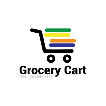 Grocery Cart logo vector template.