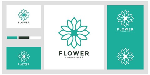 Fototapeta na wymiar Creative elegant floral rose with leaf element logo design and business card. logo for beauty, cosmetics, yoga and spa.