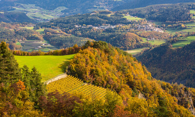 Autumnal view of the valley of the Eisack in South Tyrol - Eisacktal - northern Italy - Europe. Landscape photography