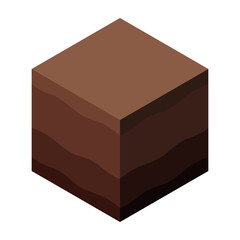 Vector illustration of a layered clay block in isometric view.