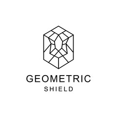 Lion Geometric vector logo in line style