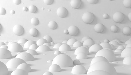 Abstract white spheres background. wallpaper. Geometric shapes. Trendy modern illustration. 3d rendering backdrop.	
