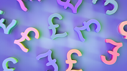 British pound icons on the table. Illustration for financial topics.