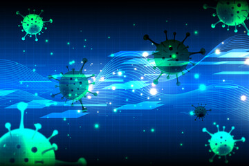 Fototapeta premium Many virus molecules in the background COVID-19