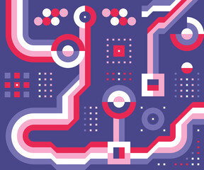 Background geometric design. Abstract pattern digital banner. Mosaic ornament layout. Creative graphic collage composition. Future technology concept poster. Futuristic space. Vector illustration.