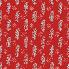 Fototapeta na wymiar Simple design, graphic element. Floral vector Xmas celebration. Red winter pattern in modern style.