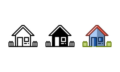 Home icon. With outline, glyph, and filled outline styles