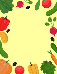 Vector frame of fresh vegatables