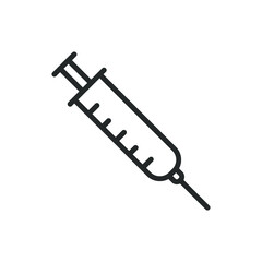 Vaccine syringe vector icon. Medical instrument symbol. Drug injection needle sign. Vaccination logo. Clip-art silhouette.