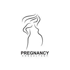 Woman pregnant icon logo design template