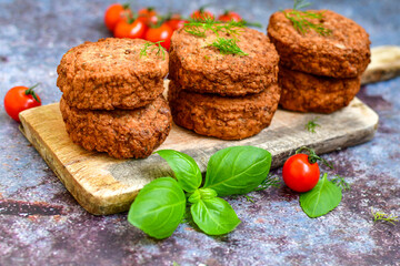Home made chicken meatballs with vegetables