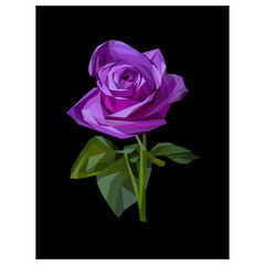 Purple rose low poly flower design. Polygonal, gradient, beauty, 3d.