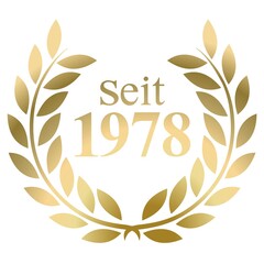 Seit Jahr 1978 Goldlorbeerkranz mit deutschem Text Vektor auf weißem Hintergrund