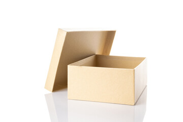 Cardboard box. Brown carton package isolated on white background for shipping delivery. Craft paper object with clipping path.