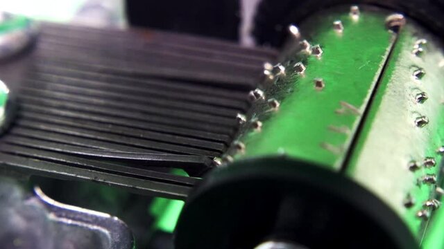 Close up shot with Mechanism of Musical box on green screen