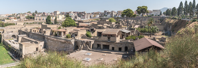 Fototapeta na wymiar Italy. Ruins of Herculaneum - Ercolano (UNESCO World Heritage Site) - general view