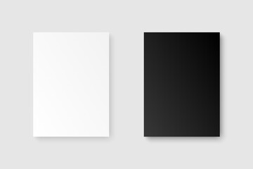 Fototapeta premium White black paper sheet. Mockup paper sheet A4. Vector illustration