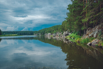 lake and mountains