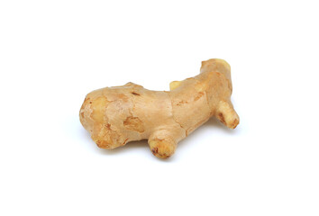 Ginger rhizome closeup on white isolated background