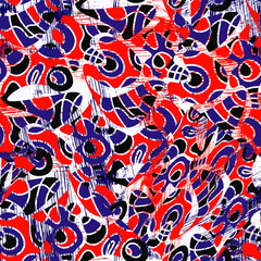 Naklejka premium Seamless backdrop with colorful abstract hand drawn cute pattern with shapes 