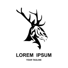 deer logo head silhouette modern style design vector