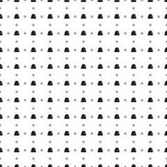 Square seamless background pattern from black santa claus hat symbols are different sizes and opacity. The pattern is evenly filled. Vector illustration on white background