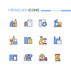 Waste sorting - modern line design style icons set