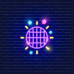 Disco ball neon icon. Vector illustration for design. Party concept.