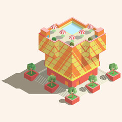 Build Your Own Isometric City. Vector Elements. Orange office