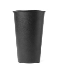 Black takeaway paper coffee cup isolated on white