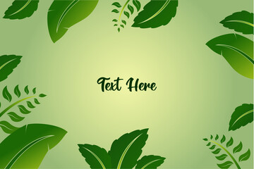 Design text in leaf frame, vector illustration. Lettering design elements