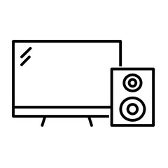 TV monitor and sound column icon. Isolated on white background. Simple flat vector. Eps10 symbol