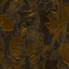 Modern gold contemporary acrylic background. Yellow texture made with a palette knife. Abstract painting on paper. Mess on the canvas.