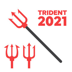 Trident vector illustration. Pitchfork devil set. Trident devil icon