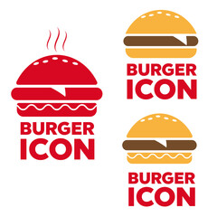 Burger icon or logo line style. Fast food icon. Burger vector silhouette