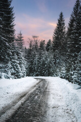 Obraz premium Winter road in the mountains.