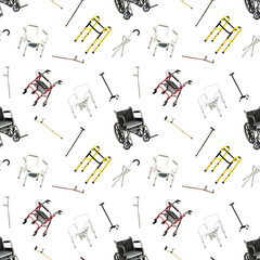 Seamless repeating pattern. Medical equipment for the disabled.