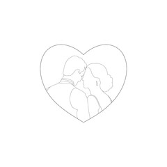  heart  with hand drawn lovers  (line art drawing for for st valentin's and bridal  cards, posters and message) 