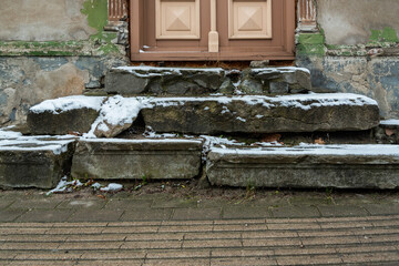Stone threshold and part of door.