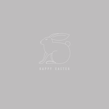 line art illustration of a bunny rabbit (white on gray hand drawn for aester day  crads)