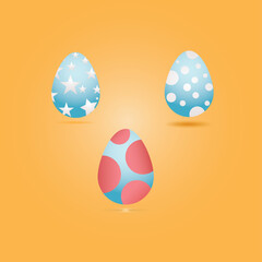 Set of festive eggs on light background, vector illustration
