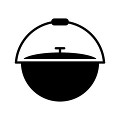 Camping cauldron from metal vector glyph icon