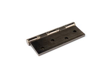 Stainless door hinges isolated on white background.