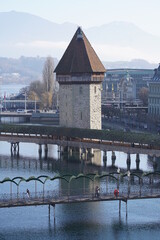 Luzern Kappelbrücke on Reuss river