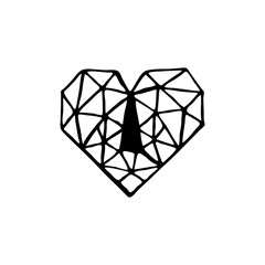 Doodle heart for the holiday of valentine's day. Abstract heart for postcards, decoration, web, print. Hand-drawn.