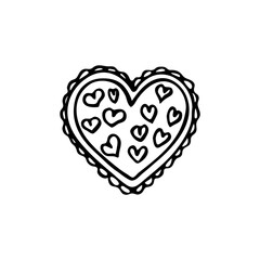 Doodle heart for the holiday of valentine's day. Abstract heart for postcards, decoration, web, print. Hand-drawn.