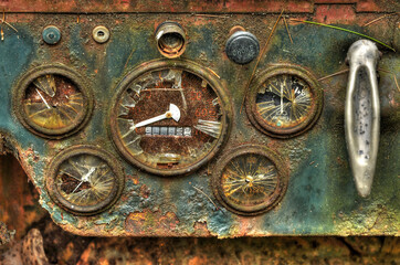 dashboard of old vintage car