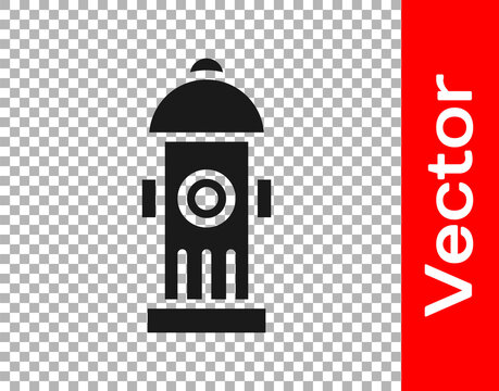 Black Fire hydrant icon isolated on transparent background. Vector.