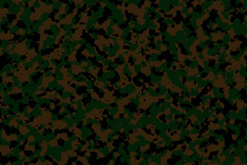 Camouflage pattern background. Military green brown black color forest texture illustration